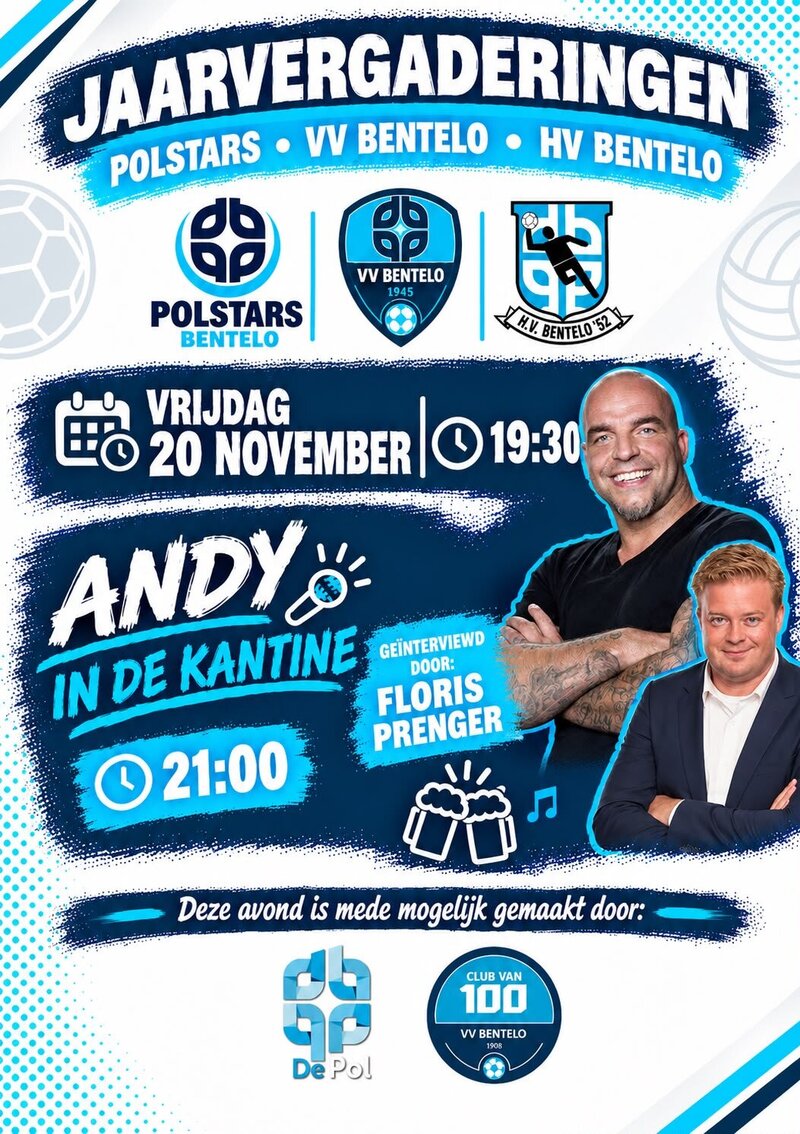 Jaarvergadering & Andy in de Kantine