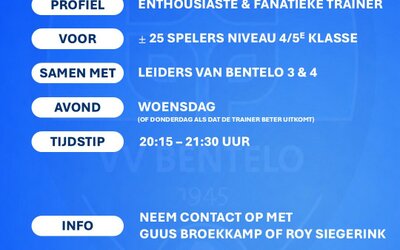 Gezocht: Trainer Bentelo 3 en 4